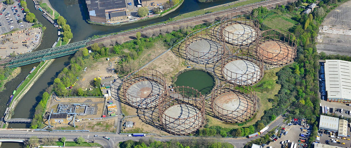 Aerial image of Bromley By Bow gasworks