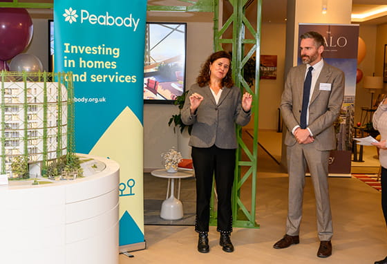 An image of people at the unveiling of the affordable homes at Oval Village