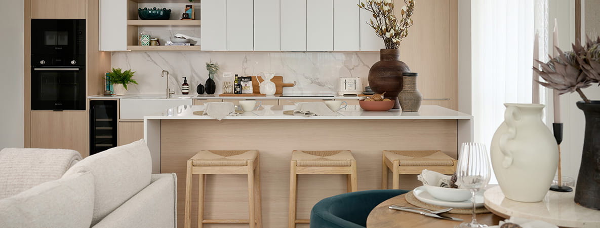An interior kitchen image from a showhome at Silkstream