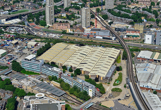An aerial image of the White City Living development before construction
