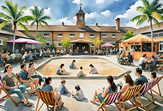 An illustrative image of The Beach Club at Wandsworth Mills