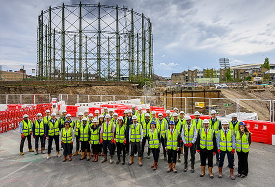 An image of the team at Oval Village while the development is under construction