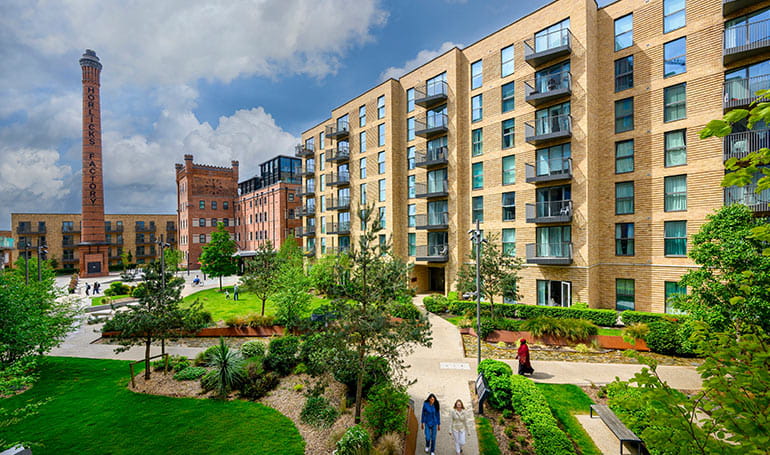 An exterior photograph of Horlicks Quarter