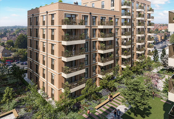 An exterior CGI of New Building at Silkstream