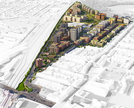 An illustration of The Green Quarter masterplan