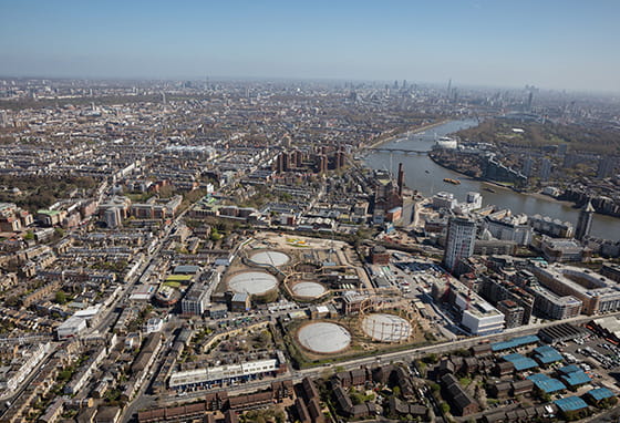 An aerial photograph image of Kings Road Park development