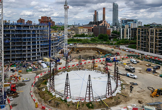 A photograph of the Gasholder at Kings Road Park