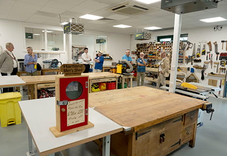 An interior shot of the workshop at the Men's Shed