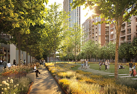 TwelveTrees Park, post development CGI image